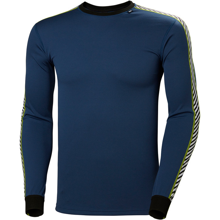 2019 Helly Hansen Lifa Stripe Crew Neck Base Layer LS Top North Sea Blue 48800